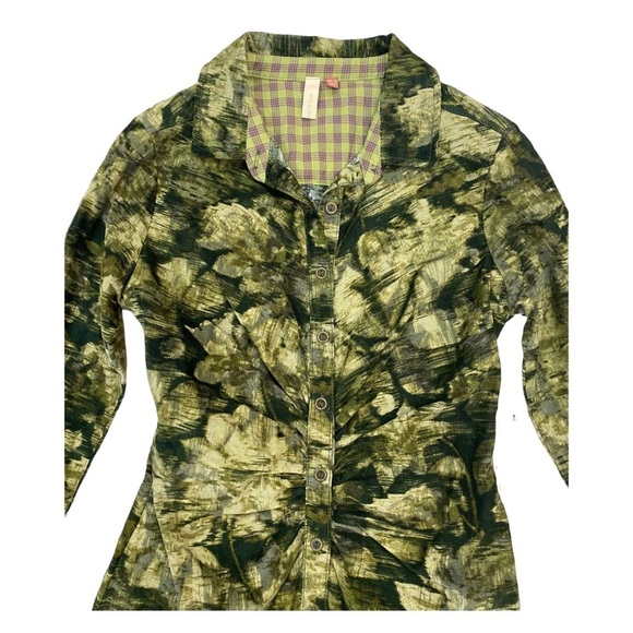 NWT Anthropologie Pilcro Ruched Corduroy Shirt Dress in Green Size 4 Small - Picture 7 of 14